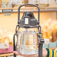 希樂(lè )大肚水杯大容量戶(hù)外運動(dòng)女兒童學(xué)生tritan刻度吸管塑料杯子 灰色