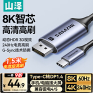 山澤Type-C轉(zhuǎn)DP1.4線雷電4/5轉(zhuǎn)換器USB-C轉(zhuǎn)接頭8K60/4K240Hz投屏手機(jī)蘋果16筆記本電腦外接顯示器1.5米
