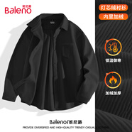 班尼路（Baleno）襯衫男重磅加絨冬季男女同款高級感保暖外套情侶休閑潮牌紐扣開(kāi)衫