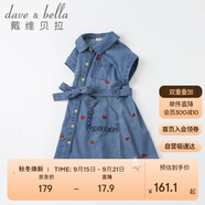 davebell戴維貝拉女童連衣裙夏季中大童牛仔裙夏裝兒童洋氣刺繡裙子童裝DKY17996牛仔藍(lán)120cm