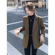 森馬森馬初秋咖色小西裝短外套女春秋季新款小個(gè)子感西服休閑上衣 咖色 S