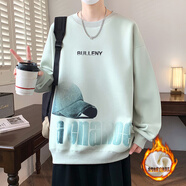 瓊斯先生秋冬款加絨衛衣男孩青少年學(xué)生12-15歲加厚打底衫大童男裝長(cháng)袖t恤 568淺綠(單件衛衣)加絨款 170 M 80-100斤左右