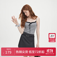 范思藍恩秋季高腰短裙女2024新款灰色氣質(zhì)通勤淑女韓版小A字裙子女送腰帶 深灰色 M
