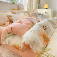 溥畔羅蘭家紡100%全棉四件套純棉床單被套三件套高級(jí)床上用品四季 云夢(mèng)花都全棉面料 柔軟舒適 床單款 1-1.2床單款三件套被套150x200