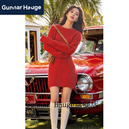 Gunnar Hauge包臀裙緊身連衣裙毛線衣針織連身裙矮小個(gè)子連體裙橘色秋冬內(nèi)搭慵 紅色 S 建議75-95斤