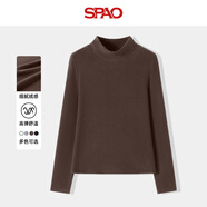 SPAO韓國同款半高領(lǐng)薄絨打底衫女秋冬季新款保暖長(cháng)袖t恤SPCX25AD04LD 咖#純色 M