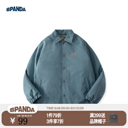 熊貓·本（ben.panda）棉服男潮牌翻領寬松休閑秋冬工裝棉衣多穿情侶外套 青碧藍（B款） L