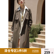 獨(dú)束大碼女裝氣質(zhì)風(fēng)衣外套女中長(zhǎng)款秋季新款胖mm寬松大衣 咖色 M