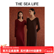 THE SEA LIFE歐海一生 連衣裙女24秋冬輕透舒適百搭細膩親膚針織連衣裙A180113 赤石紅 S
