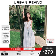 UR【鐘楚曦同款】2025春季新款女裝波嬉風鏤空連衣裙UYL750029 本白 (偏長) M