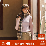 森馬（Semir）長(zhǎng)袖T恤女半高領(lǐng)吸濕發(fā)熱抗菌2024冬緊身抓絨打底衫109724101001