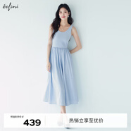 伊芙麗（eifini）【天鵝裙】伊芙麗U領(lǐng)顯瘦收腰氣質(zhì)傘擺背心連衣裙女2025春季新款 天空藍(lán)小個(gè)子版 預(yù)售 S 80-105斤
