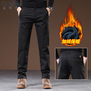 GOLDLION G+金利來(lái)長(cháng)褲子男士2025新款春秋款高端男夏季商務(wù)寬松薄款修身直筒 129黑色 加絨 31 【126-135斤】