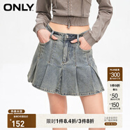 ONLY夏季時(shí)尚高腰百褶短裙水洗牛仔半身裙女|124237001 J33 復古350牛仔洗水 170/72A/L