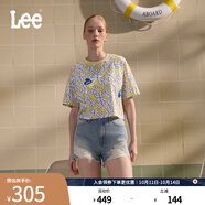 Lee商場同款25新品磨邊大破洞設計復古淺藍色女牛仔短褲顯瘦潮流 淺藍色 27
