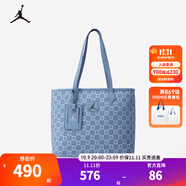 NIKE JORDAN 耐克AJ男女童23號牛仔托特包新款手提包大容量兒童單肩包 牛仔藍 8/20【35*27*15cm 約14.1L】