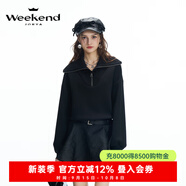 卓雅周末（JORYA weekend）明星同款|24冬新款學(xué)院海軍領(lǐng)羊毛拼接X腰荷葉提花連衣裙 黑色 L