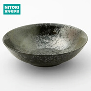NITORI宜得利家居 家用日式點心小蝶調(diào)料碟350ml清酒壺 綠吹天目 日式碗 MT-53 8.4英寸