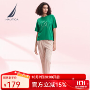 諾帝卡（NAUTICA）【商場同款】女裝夏季款涼感舒適休閑短袖圓領(lǐng)T恤女32TO07 綠色31D S