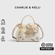 CHARLIE&KELLI輕奢女包小ck手提包包馬鞍包女款2025年小方包單肩斜挎包生日禮物 蝴蝶米白色【代寫賀卡 品牌禮袋 】