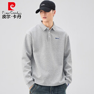 皮爾卡丹（pierre cardin）日系polo衣衫長(zhǎng)袖t恤灰色翻領(lǐng)衛(wèi)衣男士ins春季春裝美式外套新品 灰色 2016 M 90-110斤