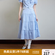 獨束大碼女裝夏少女感時尚套裝微胖mm清爽減齡襯衫+半裙兩件套 晴空藍-半身裙 XL (尺碼：3) (尺碼：3)