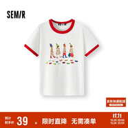 森馬（Semir）哈利波特聯(lián)名短袖T恤女短款2025夏季修身撞色套頭衫109325100045
