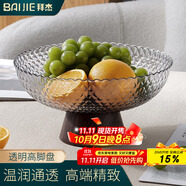 拜杰水果盤(pán)零食盤(pán)家用果盤(pán)客廳干果盤(pán)托盤(pán)堅(jiān)果盤(pán)高腳瀝水透明黑果盤(pán)
