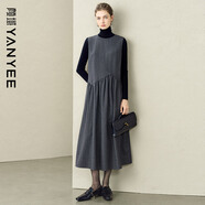 顏域設(shè)計(jì)感不規(guī)則毛呢連衣裙女2025冬季法式復(fù)古氣質(zhì)長(zhǎng)裙 灰色 L