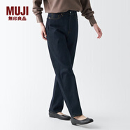 無(wú)印良品（MUJI）女式 牛仔 直筒褲 純棉休閑長(cháng)褲子女款 全棉冬季 深藏青色 24inch（160/60A）