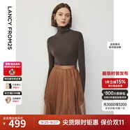 朗姿【王楚然同款】純羊毛高領(lǐng)針織衫春冬內(nèi)搭打底上衣曠野美拉德 棕色 M
