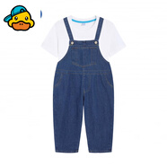 G.DUCKKIDS兒童演出服男女牛仔背帶褲幼兒園表演舞蹈服親子牛仔褲洋氣畢業(yè)服 背帶長(cháng)褲+白T恤 100 適高90-100cm年齡3-4歲cm