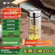 萬(wàn)象（WANXIANG）雙層玻璃杯V48RL便攜泡茶杯鈦銀色商務(wù)辦公禮盒裝帶茶漏玻璃水杯