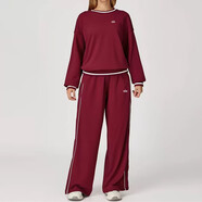 ALO YOGA歐美秋季運動(dòng)套裝女2025新款戶(hù)外訓練休閑防風(fēng)衛衣衛褲兩件套 櫻桃紅衛衣+衛褲 S