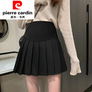 皮爾卡丹（pierre cardin）孕婦半身裙秋冬款托腹a字裙孕婦短裙百褶裙春秋季裙子孕婦裝冬裝 黑色-版有內襯【西裝面料】 M 85-115