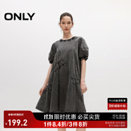 ONLY夏季時尚休閑泡泡袖寬松短裙連衣裙女|124207018 E00 渡鴉灰色 M 165/84A