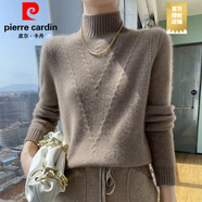 皮爾卡丹（pierre cardin）一線(xiàn)成衣秋冬新款高端羊毛衫毛衣女半高領(lǐng)提花長(cháng)袖寬松羊毛呢打底 大朗濮院毛衣女駝色 M 嘉興濮院大朗桐鄉毛衣 _【適合100-110斤】