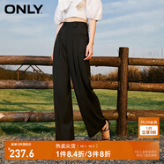 ONLY秋季通勤百搭高腰西裝褲收腰闊腿休閑褲女|124114056 H1Z 黑色 160/64A/S