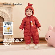巴拉巴拉童裝嬰兒連體衣輕薄羽絨服寶寶衣服2025冬裝抱衣爬服男童女童萌趣 紅色糖葫蘆-白鴨絨 73 cm-充絨量37g