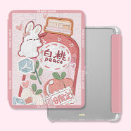 懷音ipad9保護套ipadpro11三折帶筆槽2021新mini6全面屏air4防摔m 三折透明筆槽白兔冰桃 iPadMini47點9英寸