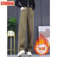 天爵鯊（SKYSIR SHARK）后媽褲闊腿褲秋冬鄭州女褲廠家直銷專柜正品女裝窄版闊腿高腰褲休 芥末綠 加絨 S 26