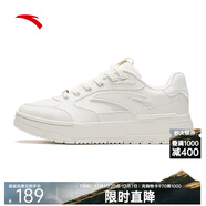 安踏（ANTA）982丨王一博同款板鞋男女款厚底增高休閑運動(dòng)鞋112448068 【女款】象牙白-15 38
