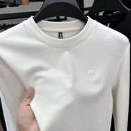 以純新款大碼圓領(lǐng)德絨打底衫男秋冬保暖純色雙面絨長(cháng)袖t恤衛衣潮休閑內搭 白色 M 建議100-120斤