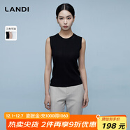 藍地（LANDI）[通穿三季]圓領(lǐng)無(wú)袖修身針織衫女吊帶背心內搭2024春夏新品 靜謐黑 L