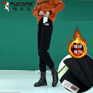 啄木鳥(niǎo)（TUCANO）加絨加厚女褲束腳褲高腰顯瘦國潮風(fēng)女生秋冬保暖褲時(shí)尚百搭休閑褲 黑色【加絨819】 加厚 3XL 建議135-145斤