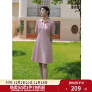 獨束【長(cháng)短可選】大碼女裝POLO領(lǐng)連衣裙夏新款微胖mm遮肉顯瘦 粉色 M