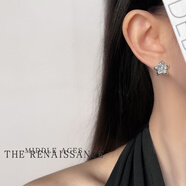 格心S999足銀可愛(ài)貓咪耳骨釘女擰螺絲養耳洞純銀耳釘簡(jiǎn)約甜美學(xué)生禮物 E615藍色水晶液態(tài)星星耳釘（銅）