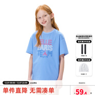 ELLE KIDS 清倉促銷(xiāo) 純棉圓領(lǐng)休閑風(fēng)夏季新款男女兒童通用印花字母短袖T恤 藍色 110/120