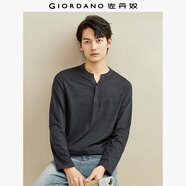 佐丹奴亨利衫男純棉純色打底衫男士亨利領(lǐng)長(cháng)袖T恤男01024821