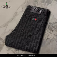 薩拉維夫（SLLAVIF）休閑褲男士直筒高端春秋新款高彈力針織中年輕奢長(cháng)褲爸爸輕奢褲子 6601 34